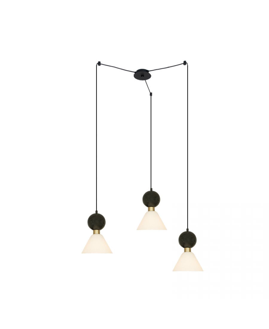 23249 PENDANT 3XE14 MAX 15W BLACK MARBLE - BRASS Zambelis Lights