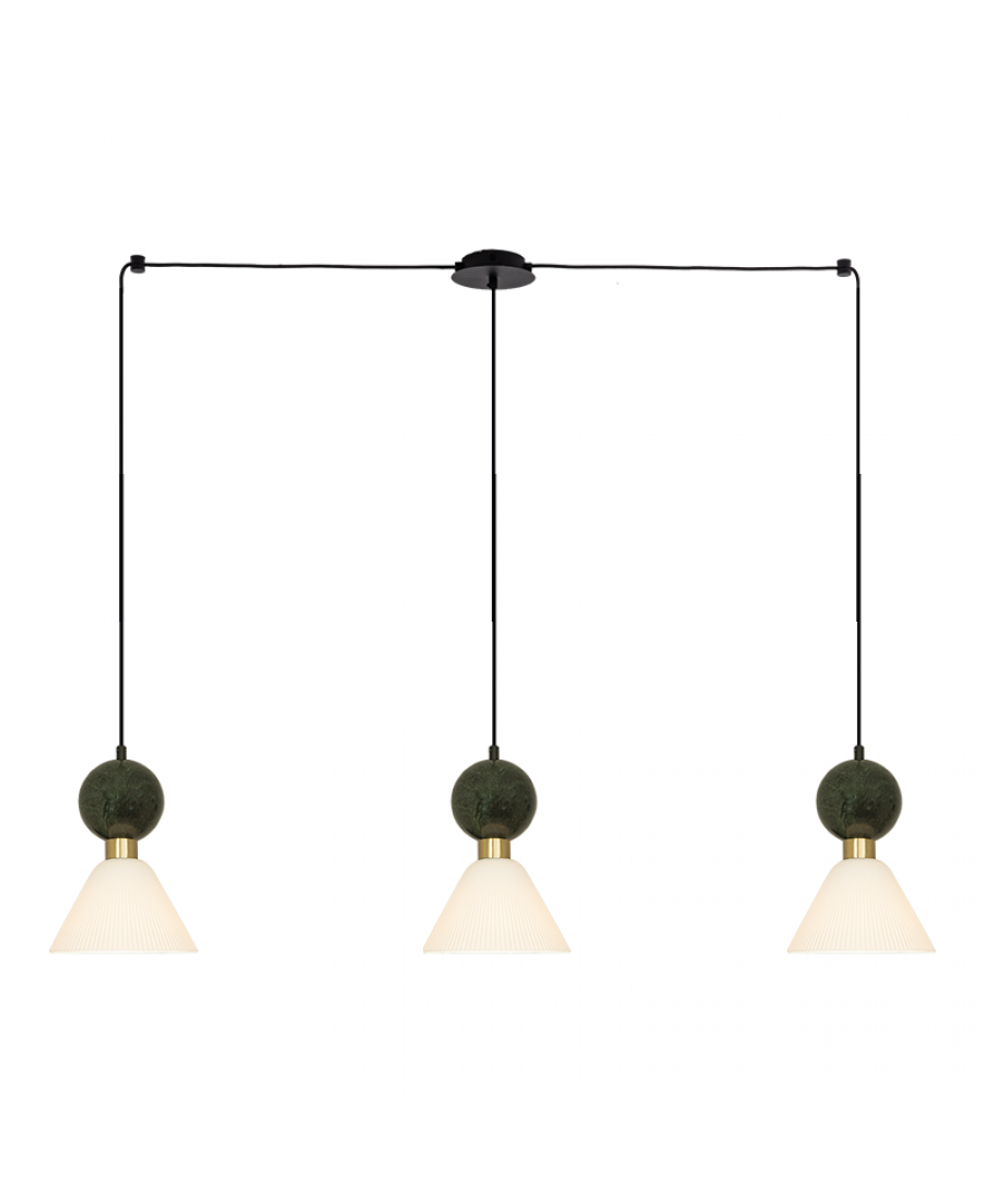 23248 PENDANT LIGHTS 3XE14 MAX 15W GREEN MARBLE - BRASS Zambelis Lights