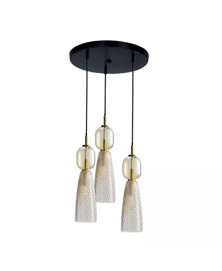 23010 PENDANT LIGHT 3XE14 MAX 40W GLASS ANTIQUE BRASS Zambelis Lights