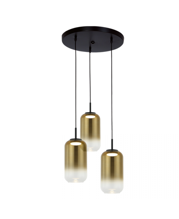 23231 PENDANT LED LIGHT 3X12W 3000K GLASS BLACK-GOLD Zambelis Lights