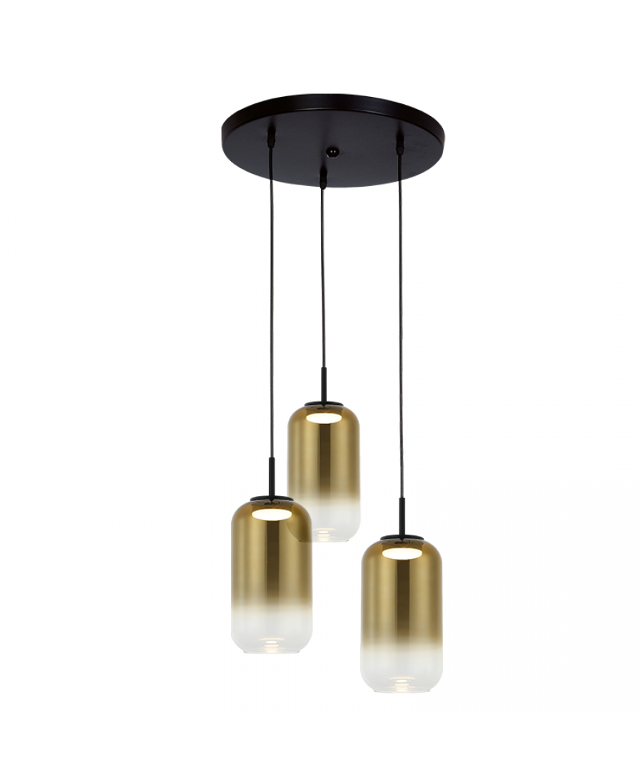 23231 PENDANT LED LIGHT 3X12W 3000K GLASS BLACK-GOLD Zambelis Lights