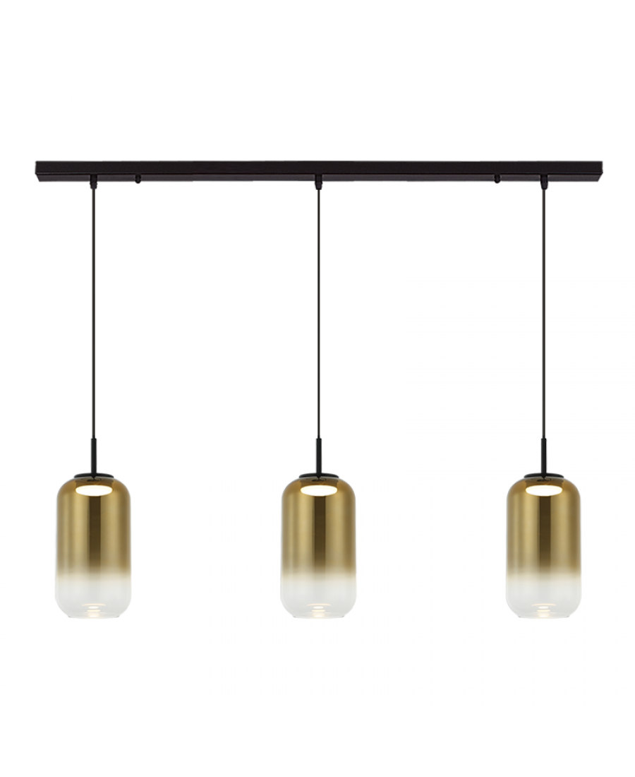 23232 LINE LED LIGHT 3X12W 3000K GLASS BLACK-GOLD Zambelis Lights