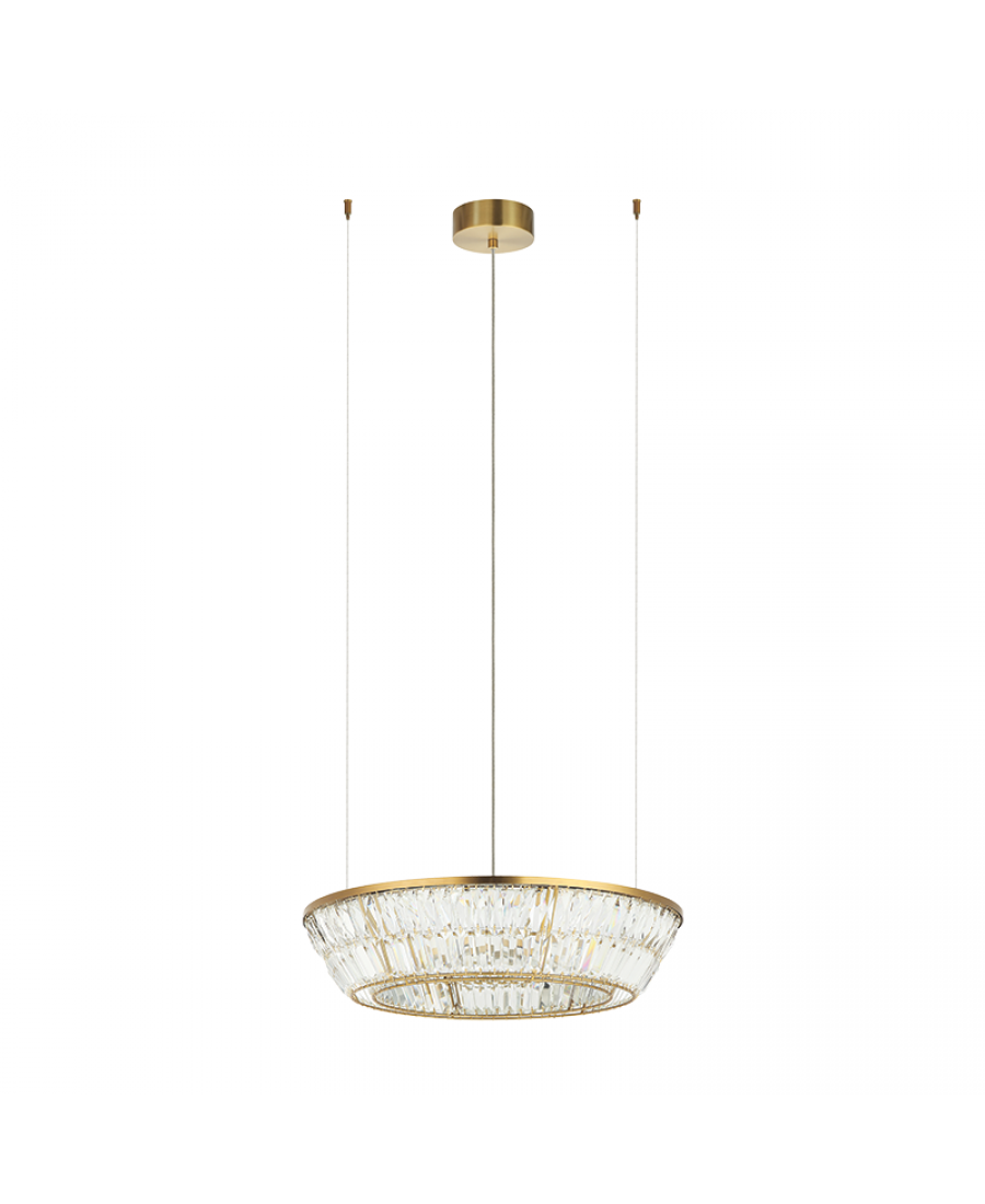 23046 PENDANT LED LIGHT 38W 3000K METAL-CRYSTAL ANTIQUE BRASS Zambelis Lights