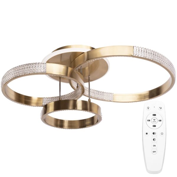 Lampa sufitowa nowoczesna LED G004-C Złota Szczotkowana z pilotem