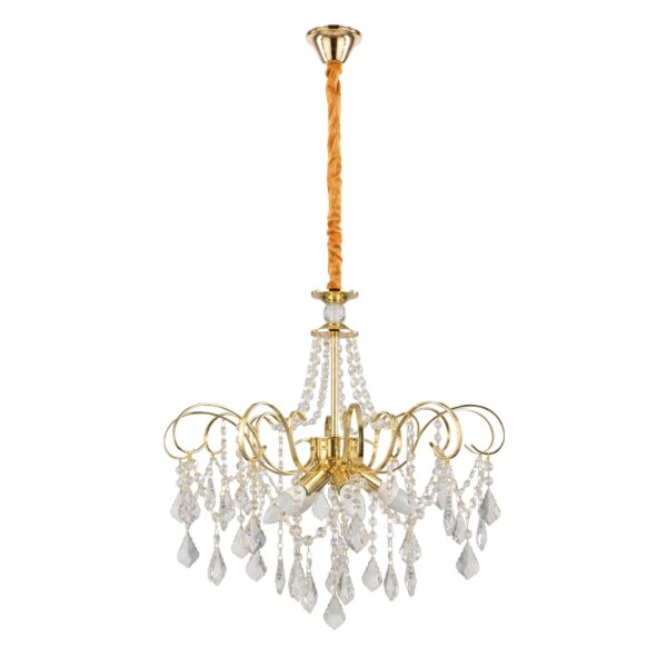 Lampa Wisząca z Kryształami SWE081-CP 60cm Złota