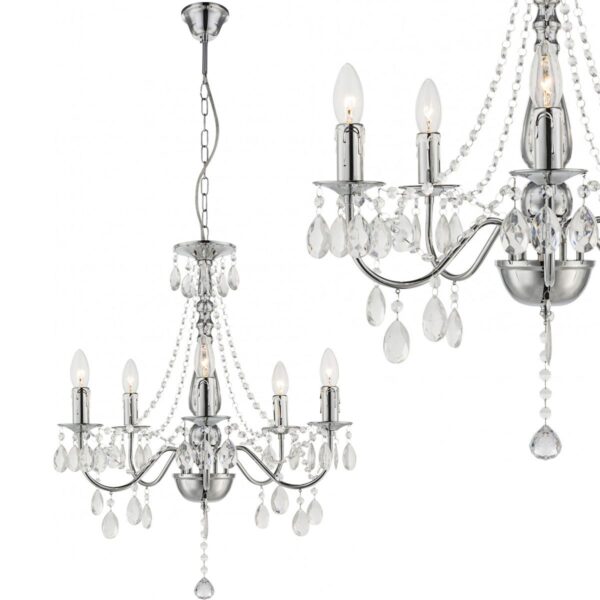LAMPA SUFITOWA WISZĄCA EBT014-5CP CHROM
