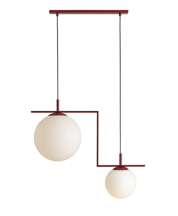 Lampa wisząca w stylu art déco Aldex ZAC 2 1038H15_2 bordowa 2×E27
