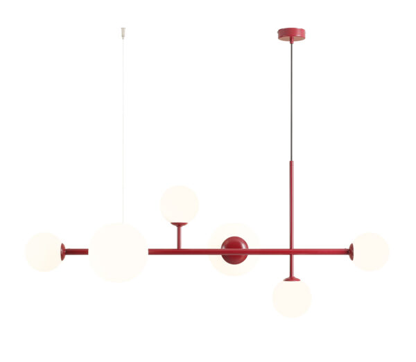 Lampa wisząca nowoczesna Aldex DIONE 6 1092K15 bordowa 4×E14 + 2×E27