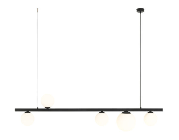 Lampa wisząca minimalistyczna Aldex GARDA 5 1099F1 czarna 4×E14 + 1×E27