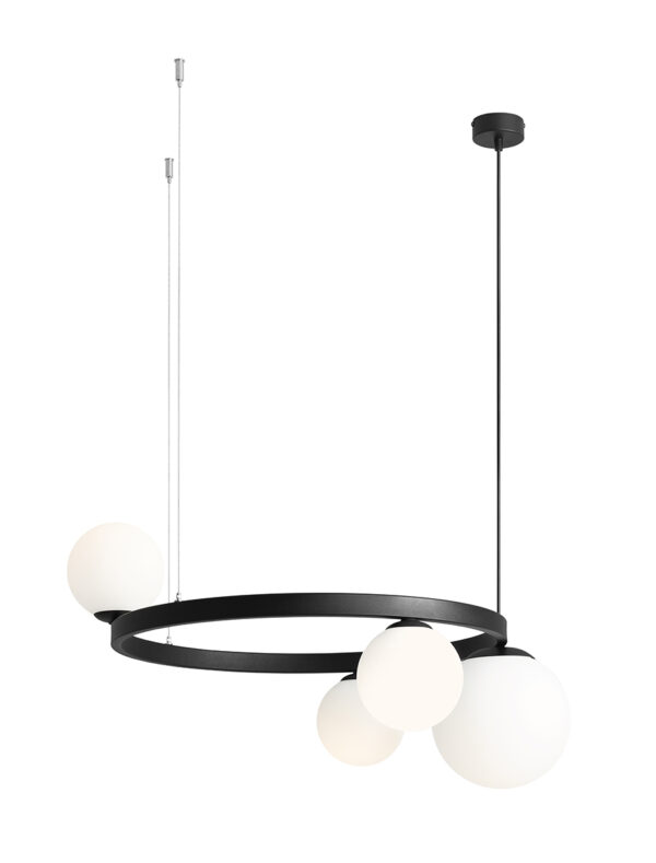 Lampa wisząca minimalistyczna Aldex GARDA 4 RING 1099L1_R czarna 3×E14 + 1×E27