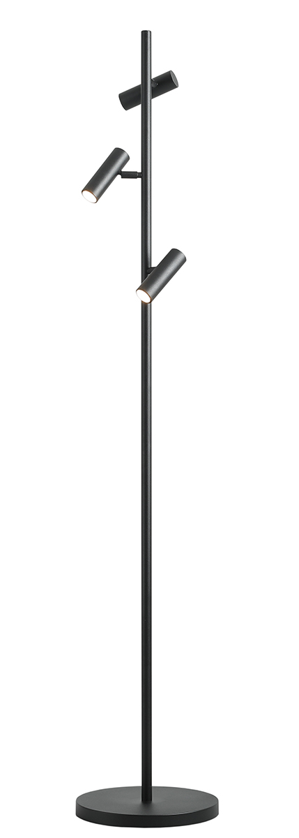 Lampa podłogowa minimalistyczna Aldex TREVO 1104A1 czarna 3×GU10 mini