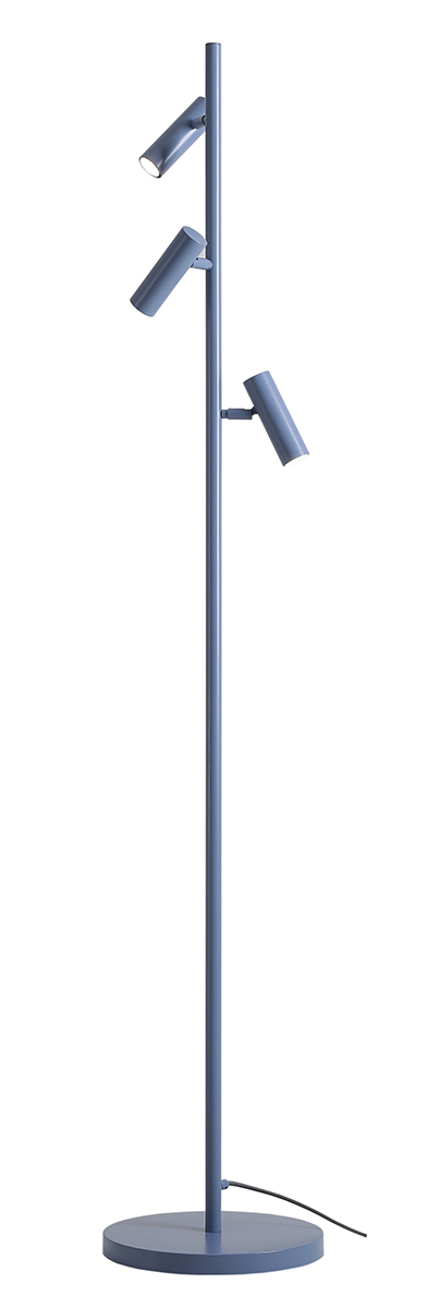Lampa podłogowa minimalistyczna Aldex TREVO 1104A16 szaroniebieska 3×GU10 mini