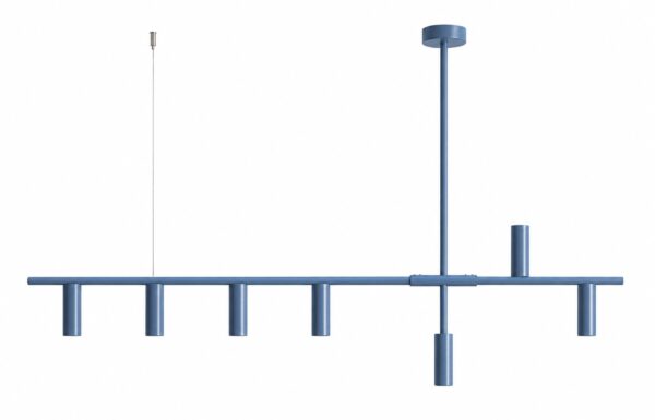 Lampa wisząca minimalistyczna Aldex TREVO 7 1104T16 szaroniebieska 7×GU10 mini