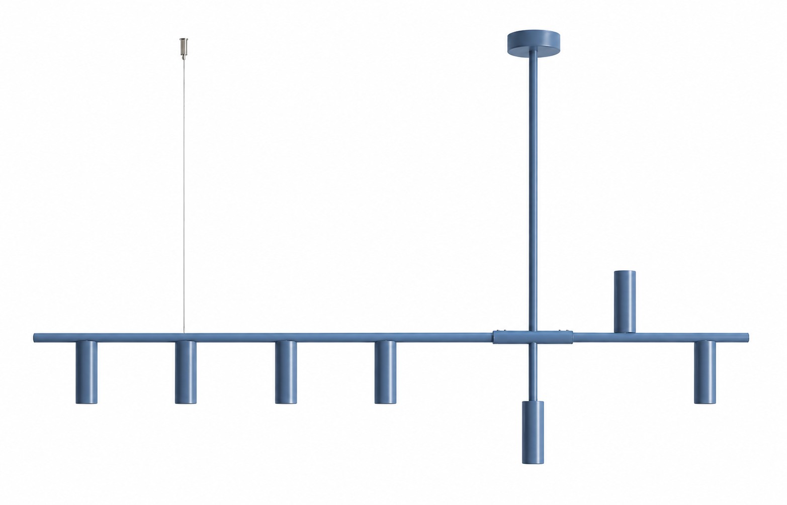 Lampa wisząca minimalistyczna Aldex TREVO 7 1104T16 szaroniebieska 7×GU10 mini