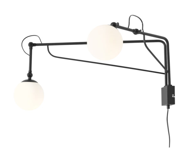 Kinkiet nowoczesny Aldex SOHO GLASS 2 1105D1 czarny 2×E14