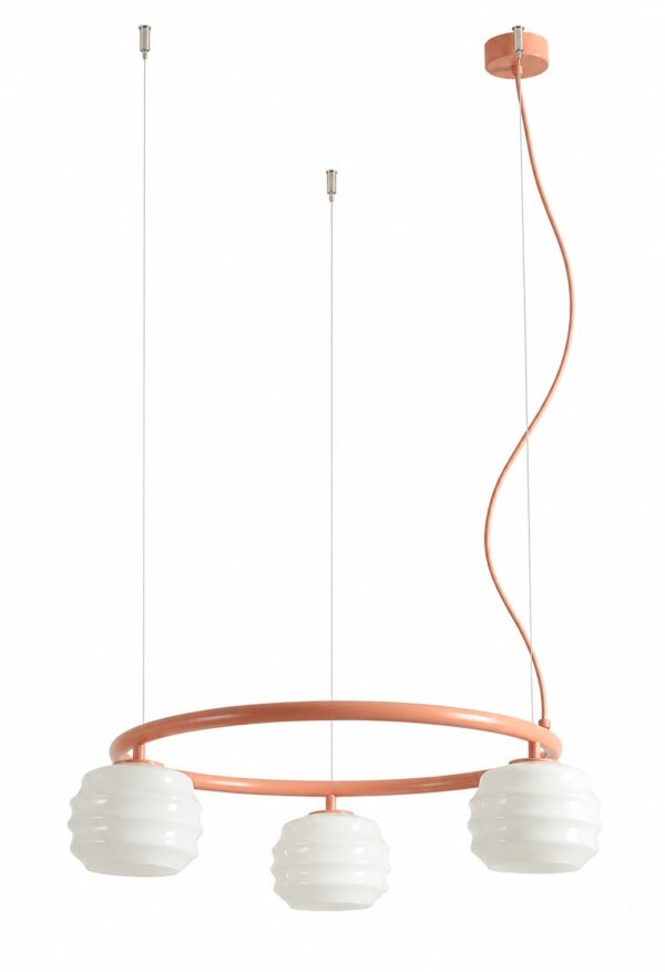 Lampa wisząca nowoczesna Aldex PUFF 3 RING 1159E11_R koralowa 3×E27