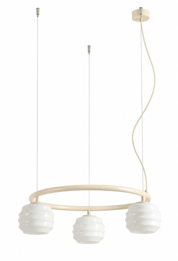 Lampa wisząca nowoczesna Aldex PUFF 3 RING 1159E20_R jasnokremowa 3×E27