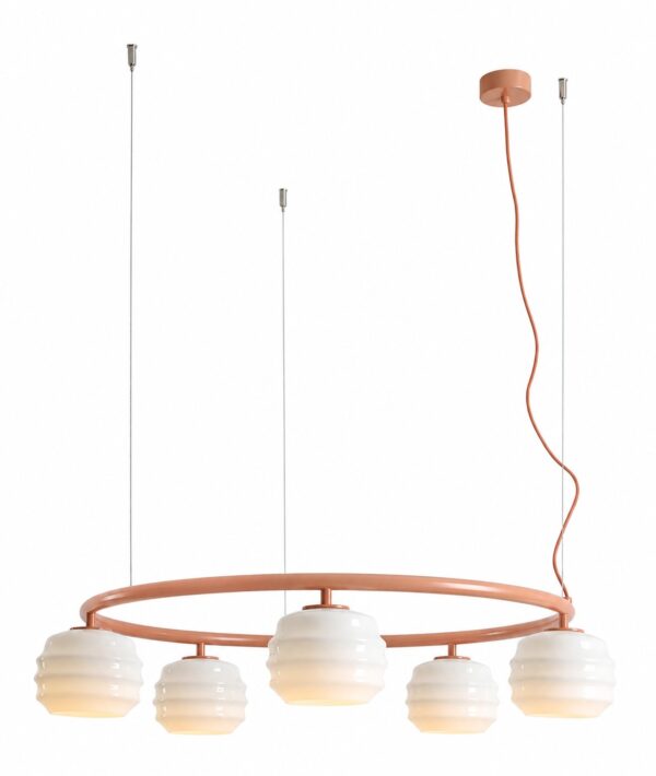 Lampa wisząca nowoczesna Aldex PUFF 5 RING 1159F11_R koralowa 5×E27