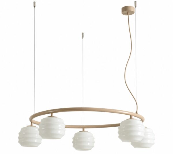 Lampa wisząca nowoczesna Aldex PUFF 5 RING 1159F17_R beżowa 5×E27