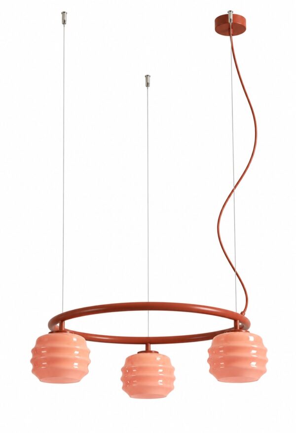 Lampa wisząca nowoczesna Aldex PUFF GLAZE 3 RING 1160E24_R ceglana 3×E27