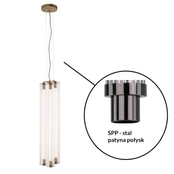 Lampa wisząca glamour Antigo MEREZI 3 – stal patyna połysk, LED 90 W, 3000 K – 5218- SPP