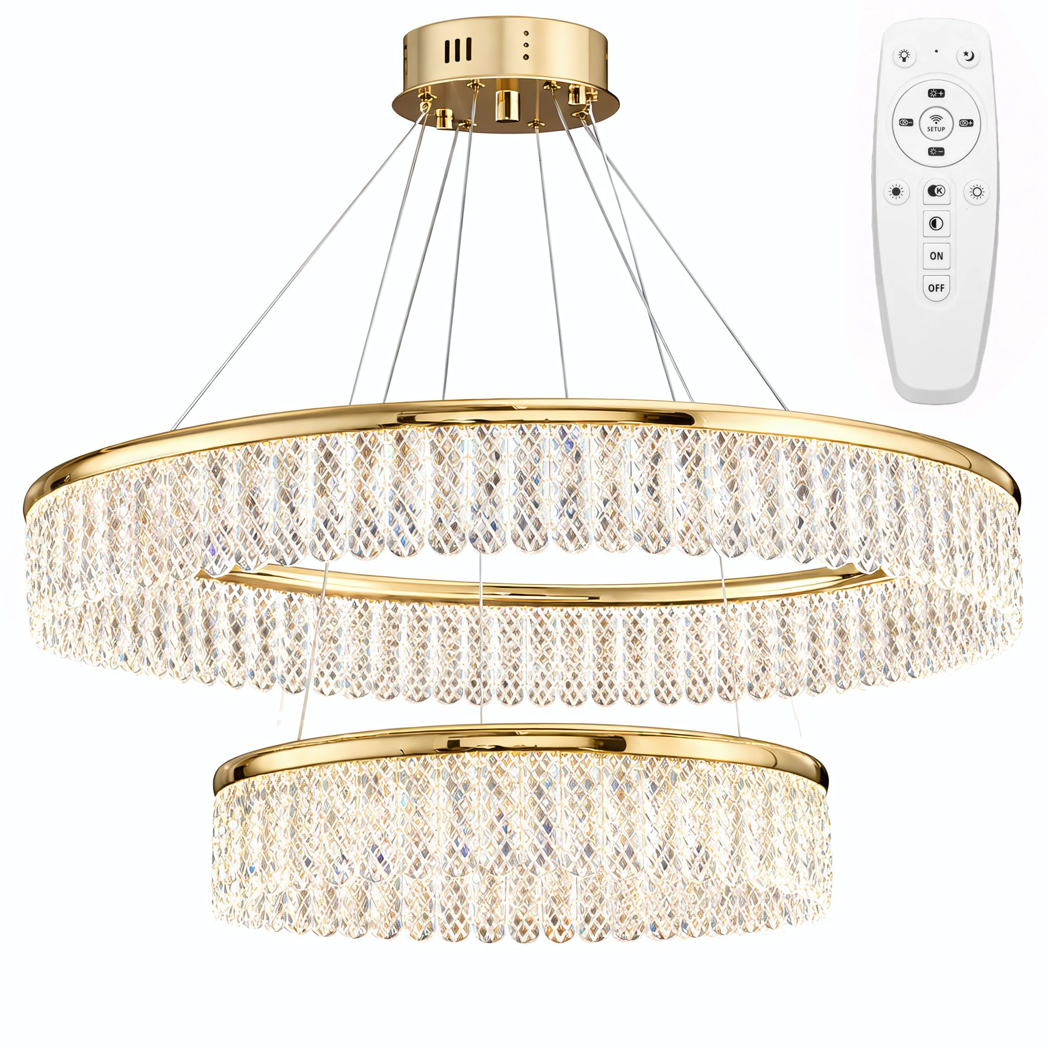 Lampa wisząca LED APP1750-CP Złota + Pilot