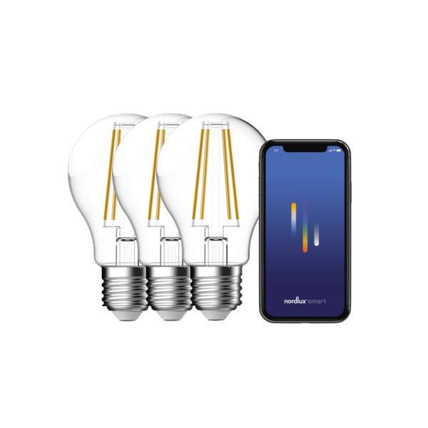 Zestaw 3 żarówek LED Nordlux SMART E27 A60 2200-6500 K 600 lm — przezroczysty, 2270012700