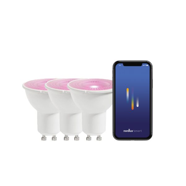 Zestaw 3 żarówek LED Nordlux SMART GU10 PAR16 RGB 2200-6500 K 380 lm — przezroczysty, 2270061000