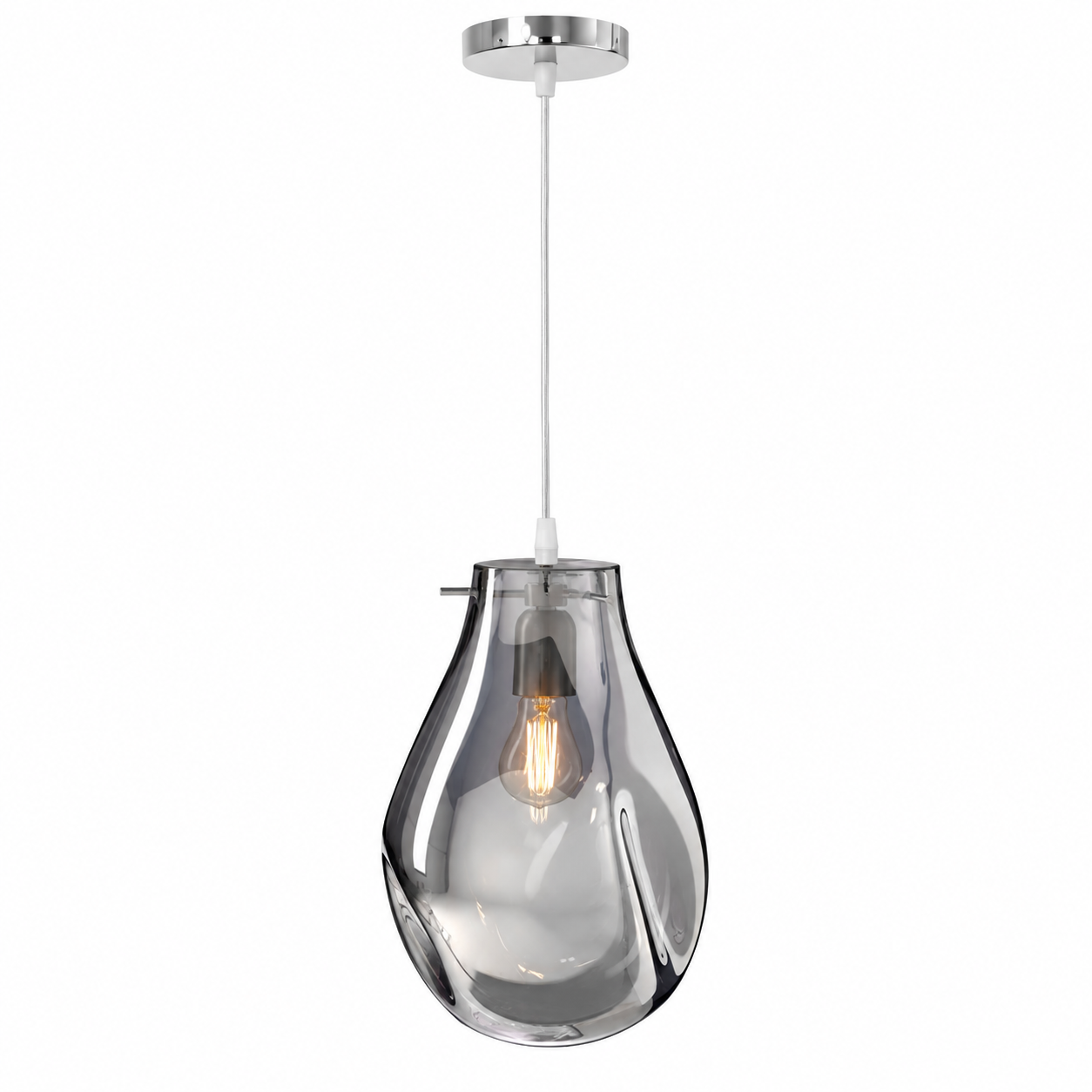 Lampa Sufitowa Wisząca Szklana APP329-1CP SREBRNA