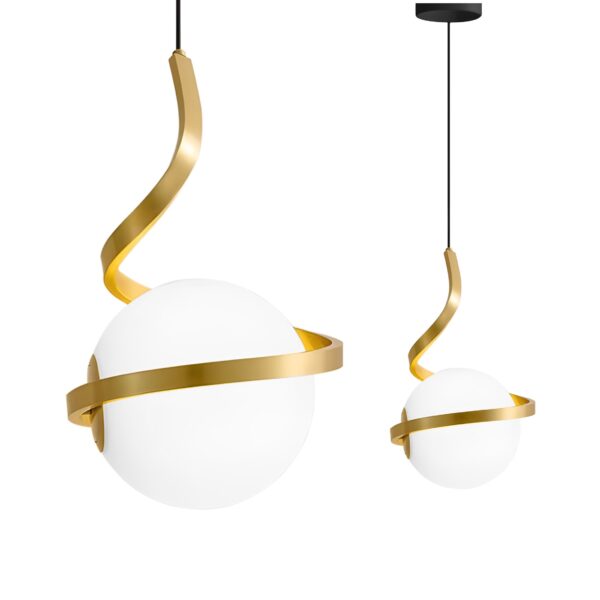 LAMPA WISZĄCA SZKLANA KULA SPIRALA APP1733-1CP ZŁOTA