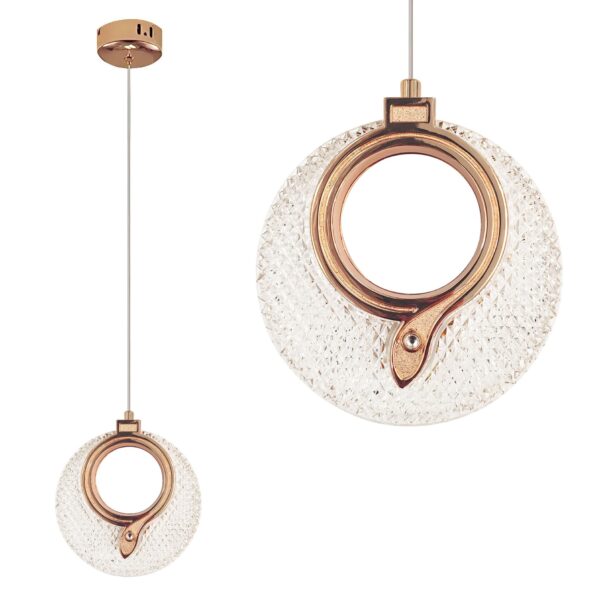 LAMPA WISZĄCA KRYSZTAŁOWA LED LHJ110-1CP JASNE RÓŻOWE ZŁOTO