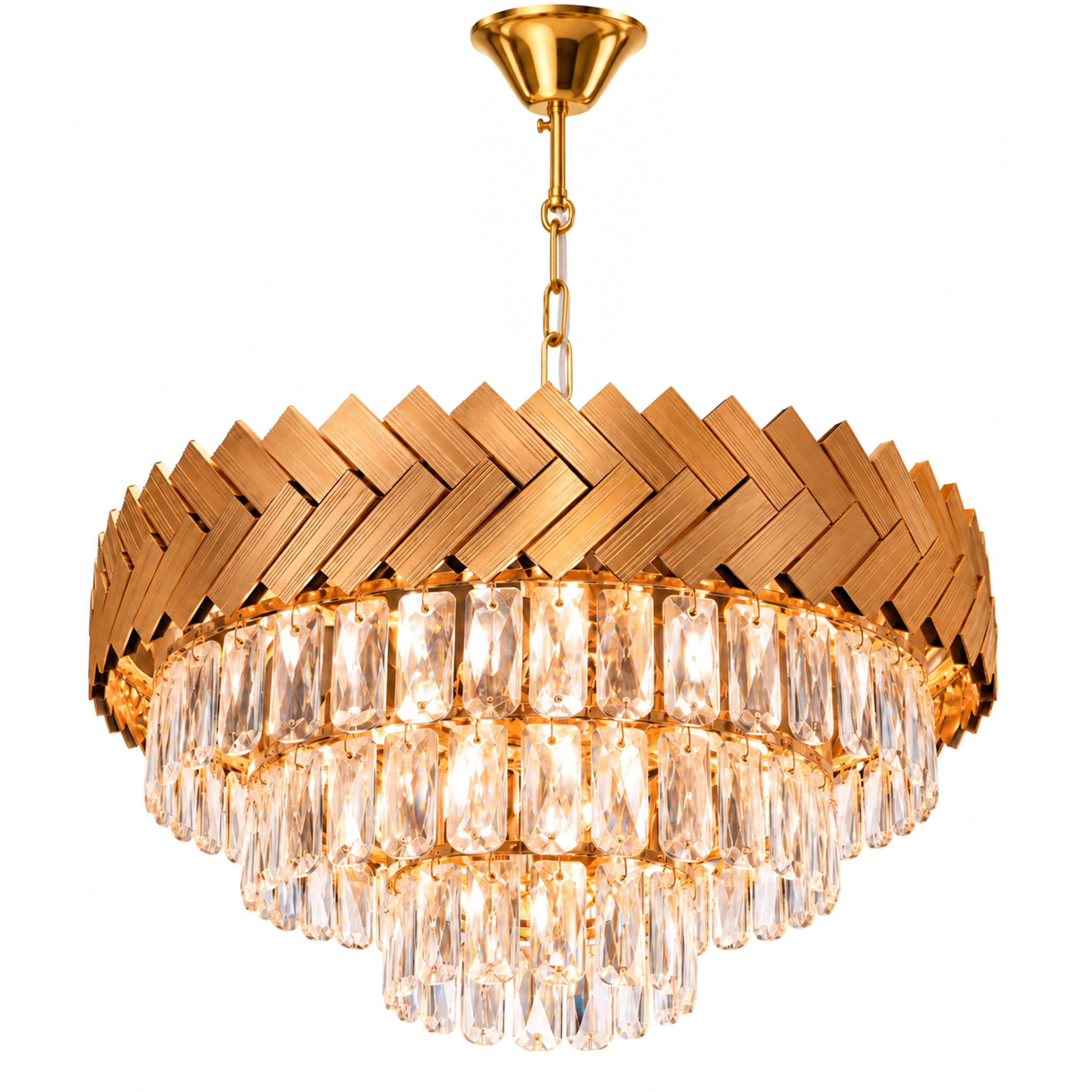LAMPA WISZĄCA KRYSZTAŁOWA APP1942-3CP 50cm ZŁOTA