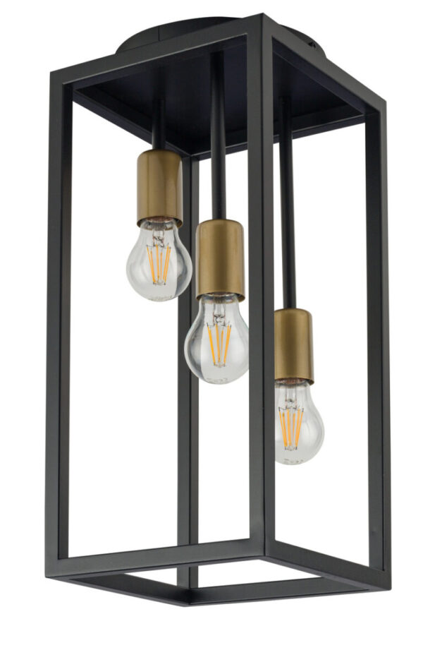 Plafon industrialny VIGO 3 czarny/złoty, 3 × E27 – Sigma Lighting 32225