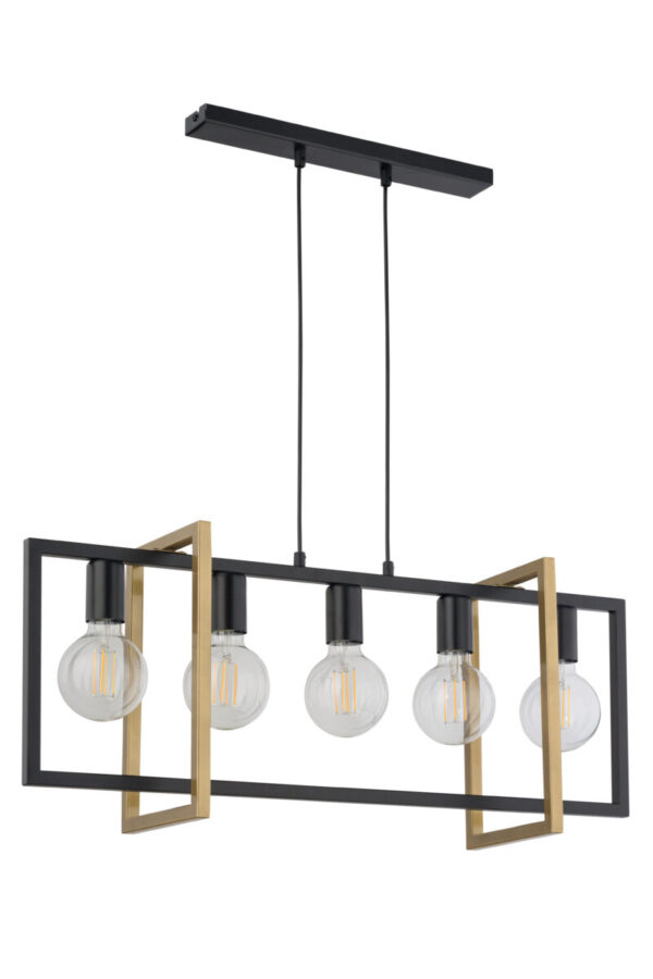 Lampa wisząca industrialna EDEN 5 czarny/złoty, 5 × E27 – Sigma Lighting 32236
