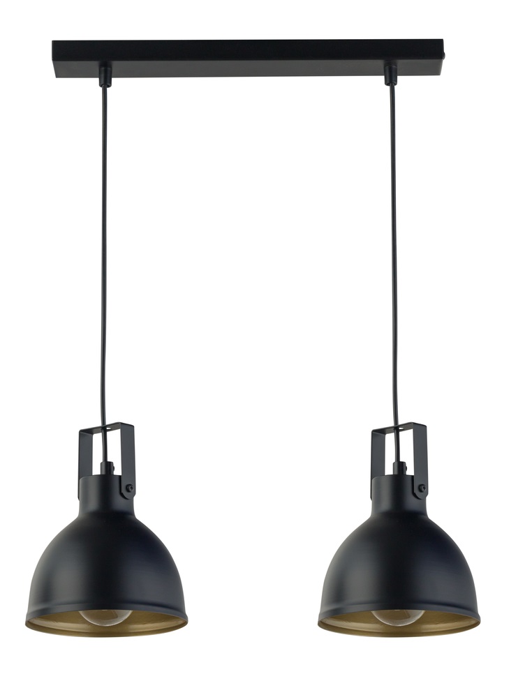 Lampa wisząca loftowa MARS 2 czarny/złoty, 2 × E27 – Sigma Lighting 32258