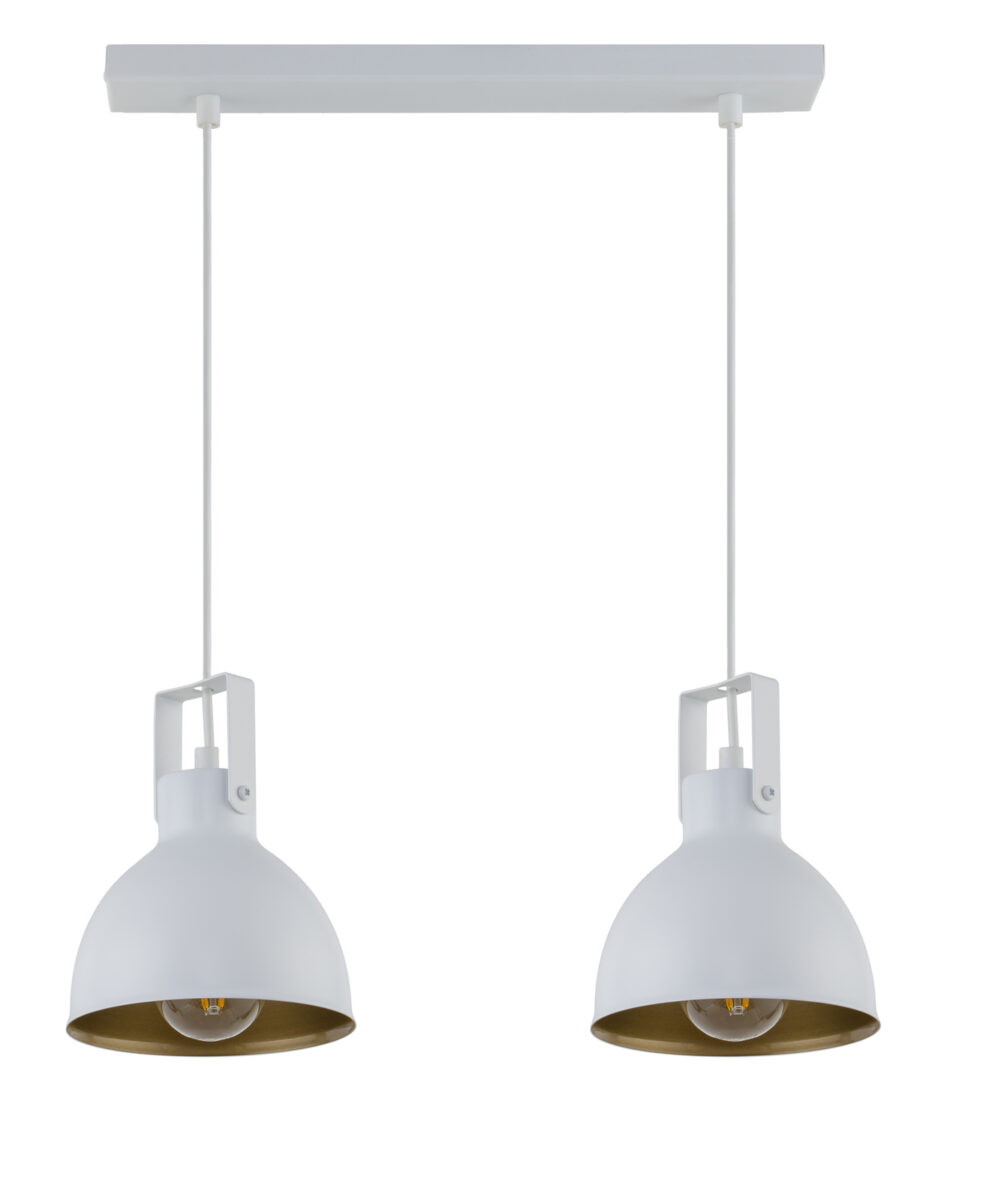 Lampa wisząca loftowa MARS 2 biały/złoty, 2 × E27 – Sigma Lighting 32259