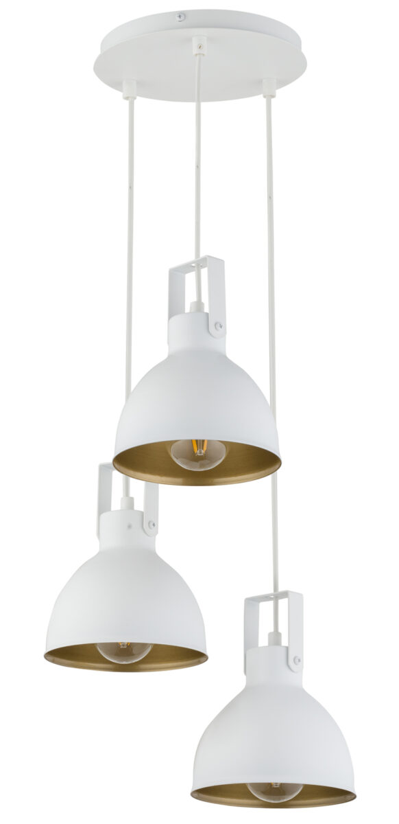 Lampa wisząca loftowa MARS 3 koło biały/złoty, 3 × E27 – Sigma Lighting 32261