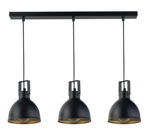 Lampa wisząca loftowa MARS 3 prosty czarny/złoty, 3 × E27 – Sigma Lighting 32262