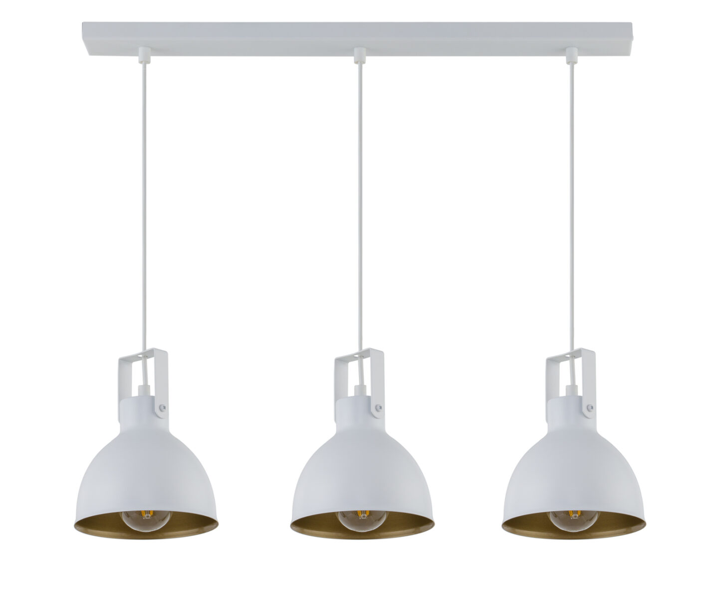 Lampa wisząca loftowa MARS 3 prosty biały/złoty, 3 × E27 – Sigma Lighting 32263