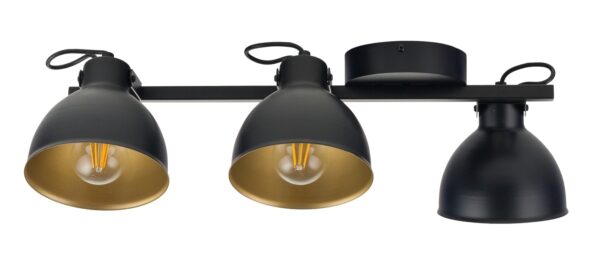 Plafon loftowy MARS 3 czarny/złoty, 3 × E27 – Sigma Lighting 32270