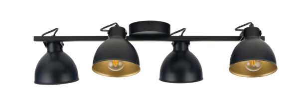 Plafon loftowy MARS 4 czarny/złoty, 4 × E27 – Sigma Lighting 32272