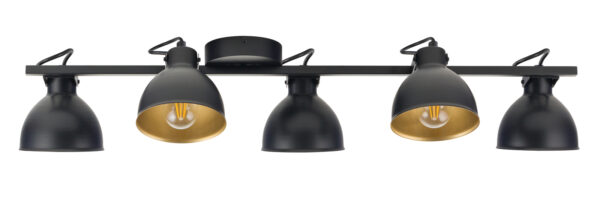 Plafon loftowy MARS 5 czarny/złoty, 5 × E27 – Sigma Lighting 32274