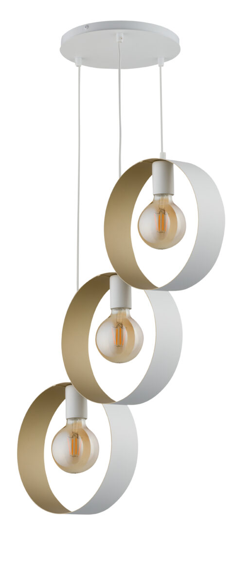 Lampa wisząca nowoczesna HAPPY 3 biały/złoty, 3 × E27 – Sigma Lighting 32291