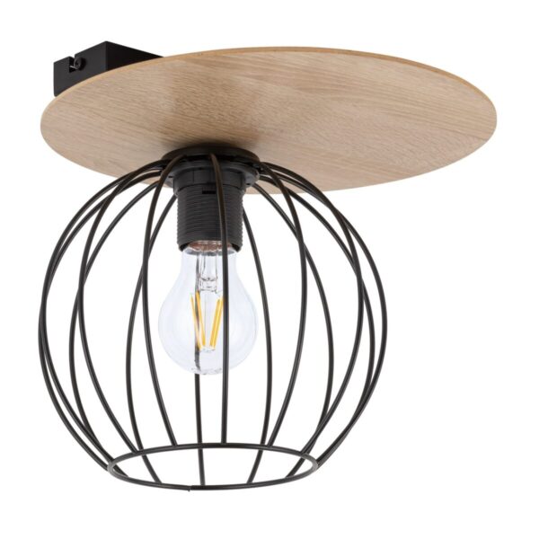 Plafon skandynawski CYBER 1 koło dąb/czarny, 1 × E27 – Sigma Lighting 32354