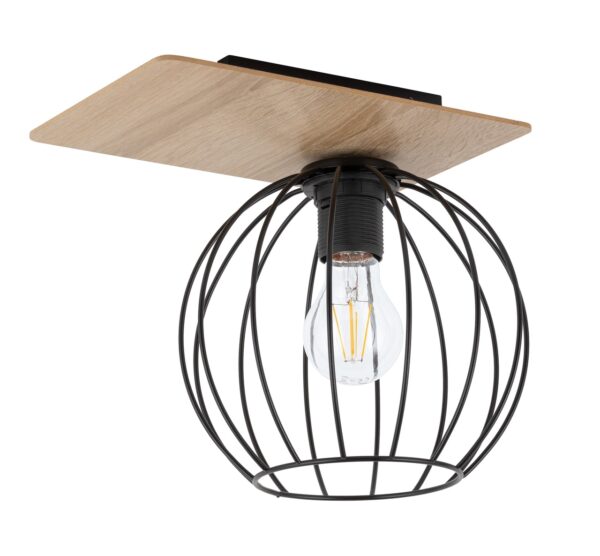Plafon skandynawski CYBER 1 prostokąt dąb/czarny, 1 × E27 – Sigma Lighting 32357