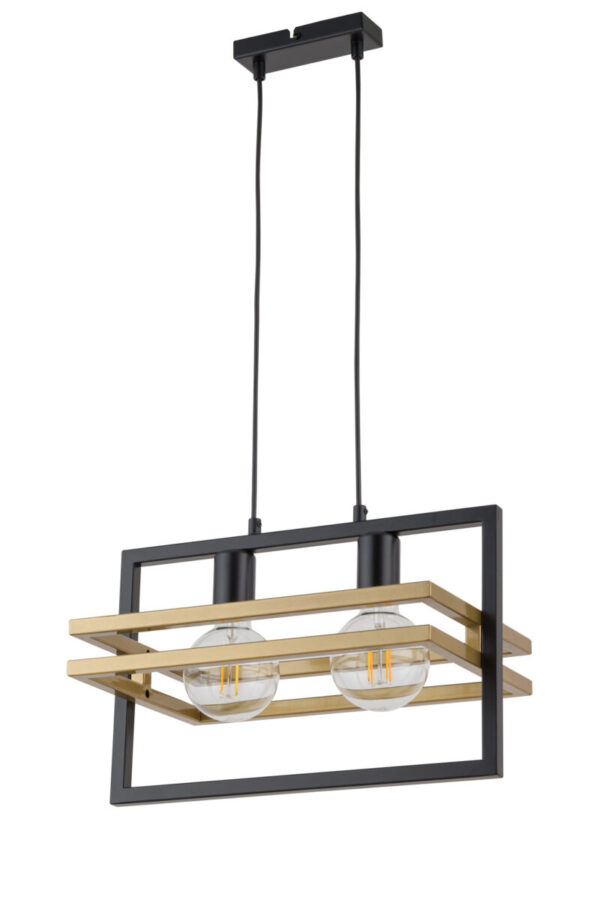 Lampa wisząca nowoczesna MERCI 2 czarny złoty, 2 × E27 – Sigma Lighting 32389