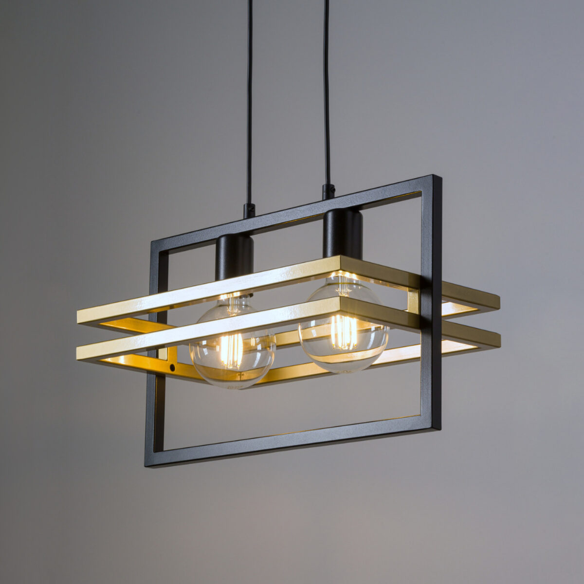 Lampa wisząca nowoczesna MERCI 2 czarny złoty, 2 × E27 – Sigma Lighting 32389 - obrazek 2