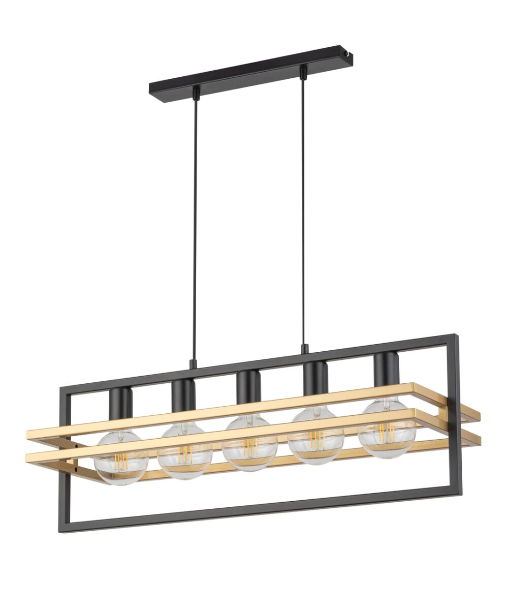 Lampa wisząca nowoczesna MERCI 5 czarny złoty, 5 × E27 – Sigma Lighting 32395 - obrazek 2