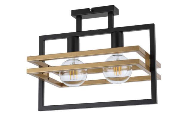 Plafon nowoczesny MERCI 2 czarny złoty, 2 × E27 – Sigma Lighting 32401