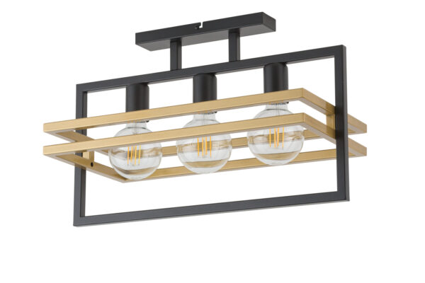 Plafon nowoczesny MERCI 3 czarny złoty, 3 × E27 – Sigma Lighting 32404